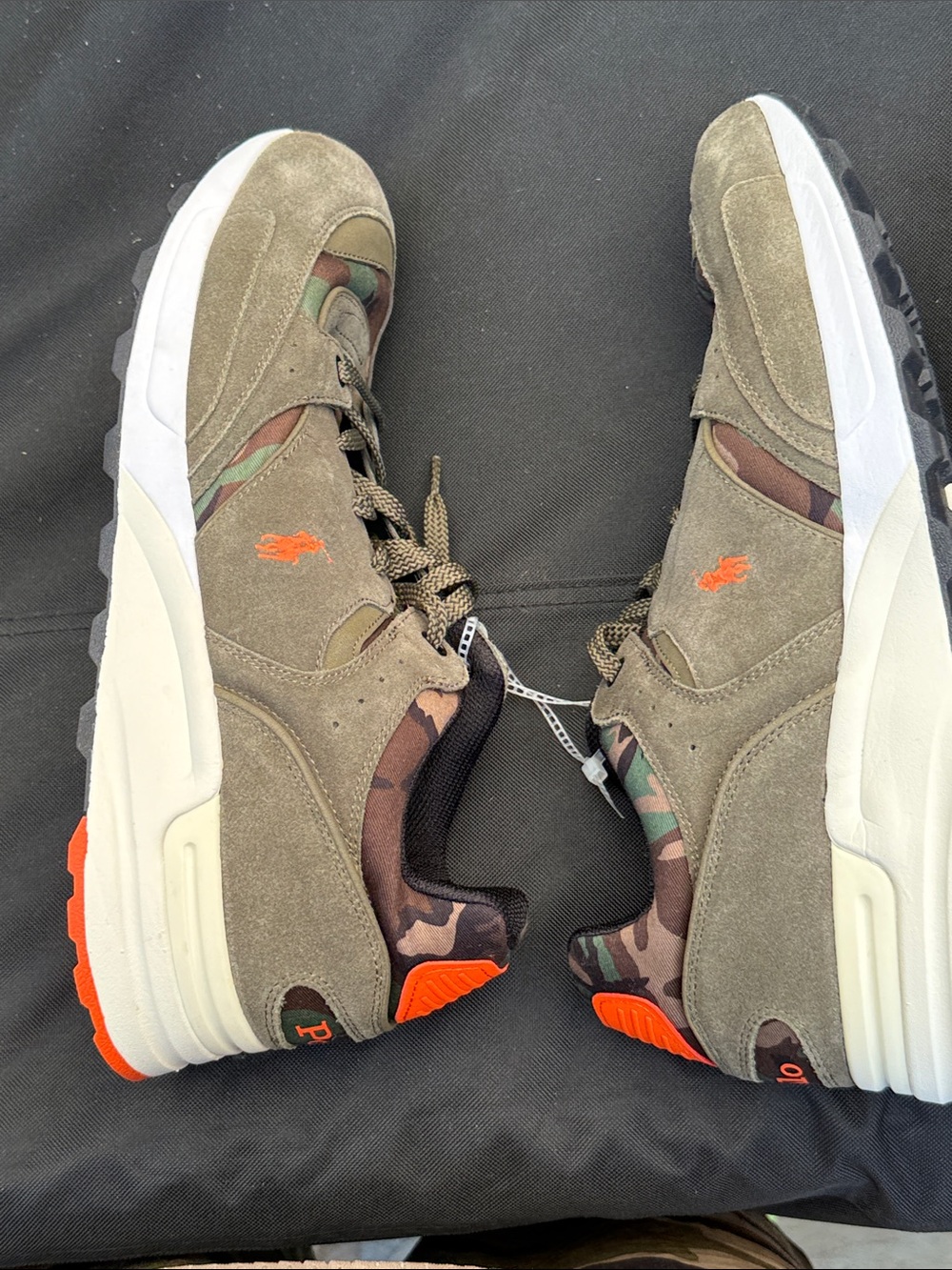 Polo by Ralph Lauren Olive Suede Camouflage with Orange Logo size 14